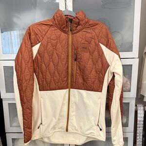 Women's Quilted Puffer Jacket - Rust and Cream